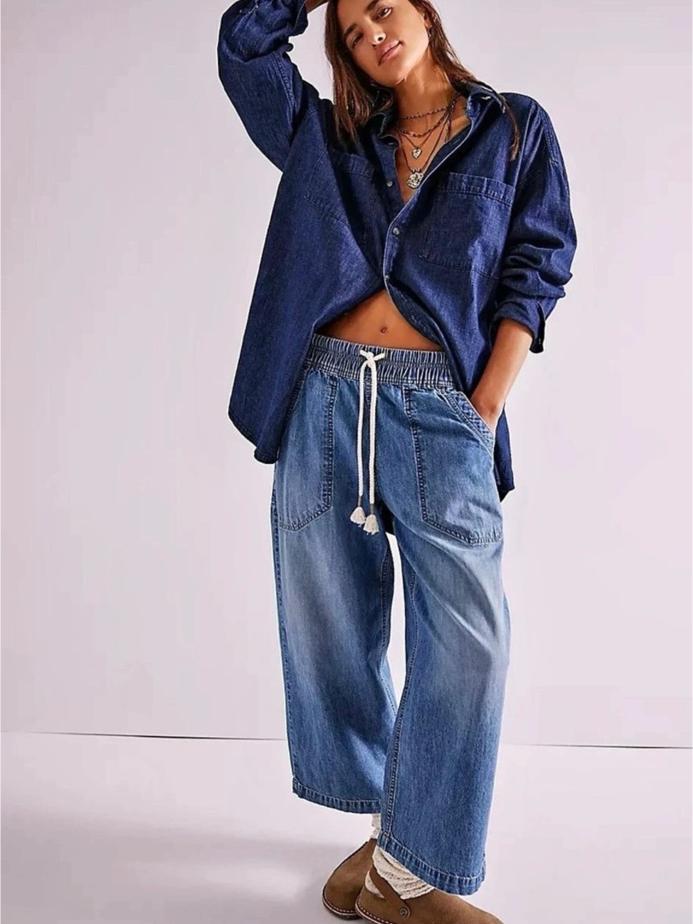Free People We The Free Easy Peasy Pull-On Jeans Blue